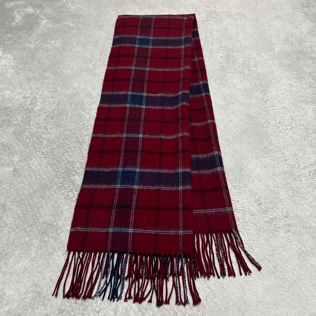 カシミヤ混　チェック柄マフラー