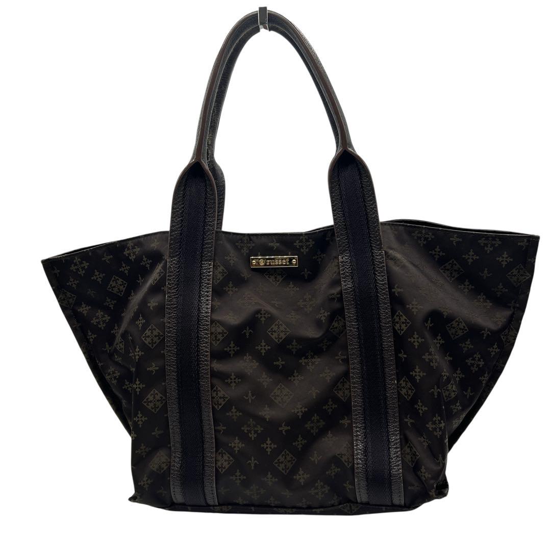 美品】ラシット トートバッグ モノグラム柄 ナイロン×レザー
