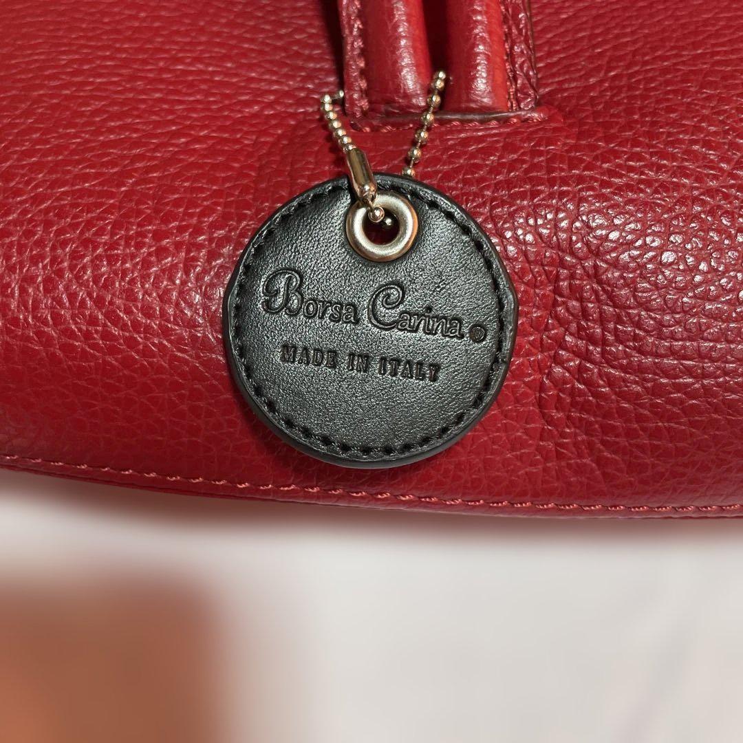 Borsa Carina レザーショルダーバッグ レッド - メルカリ