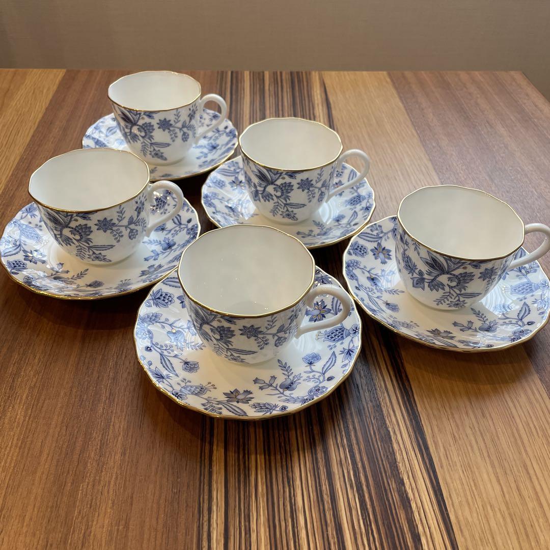 ノリタケ　ブルーソレンティーノ　コーヒーカップ&ソーサー　5客セット　未使用品