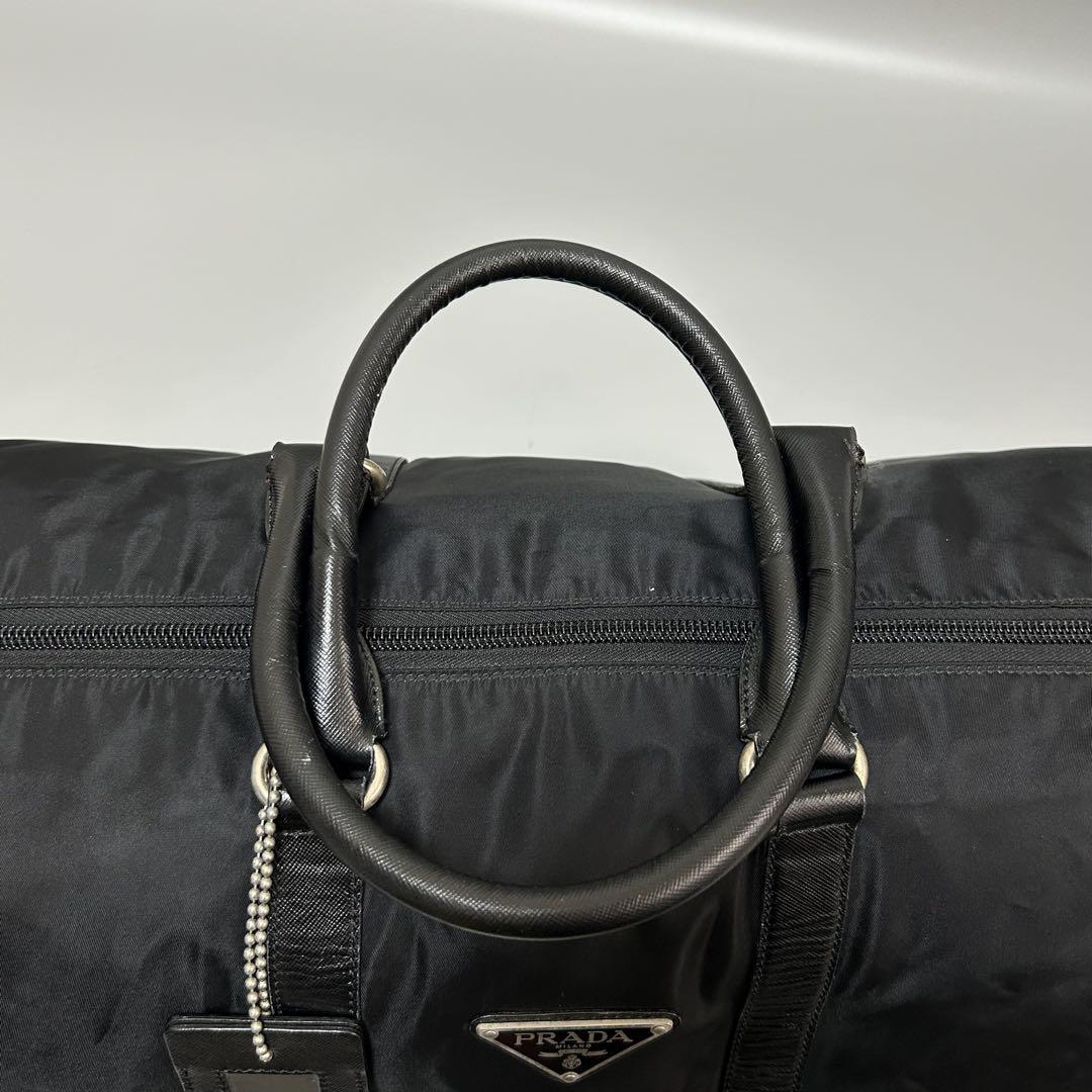 PRADA プラダ 三角プレート ボストンバッグ トラベルバッグ 黒色