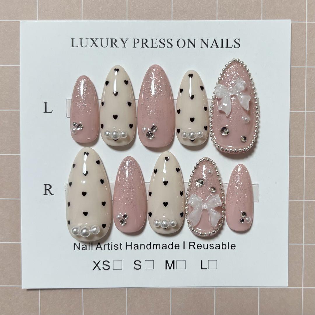 ネイルチップ 現品 フレンチガーリー 量産型 韓国 ワンホン