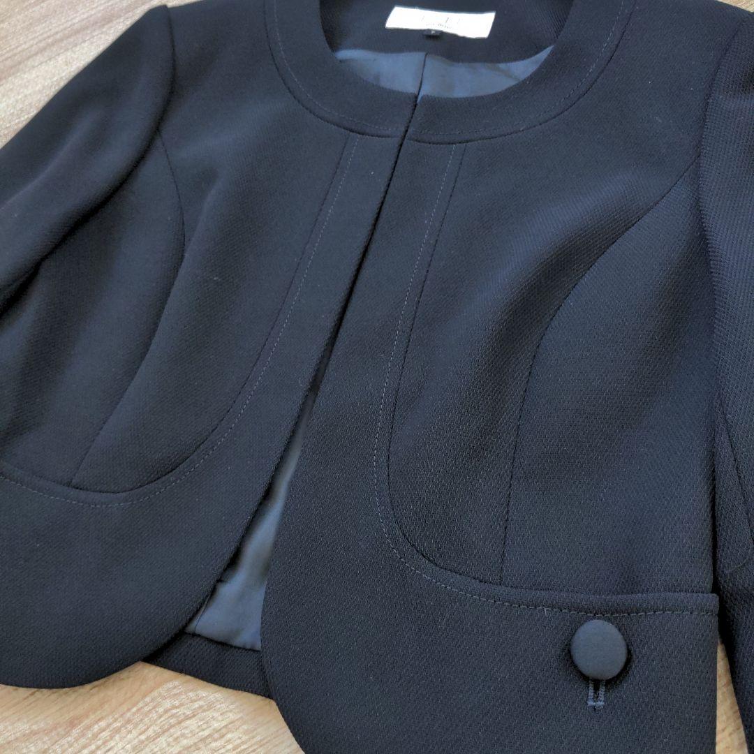 【美品礼服】エルアンノアール　ノーカラーワンピース　スーツセット　東京ソワール