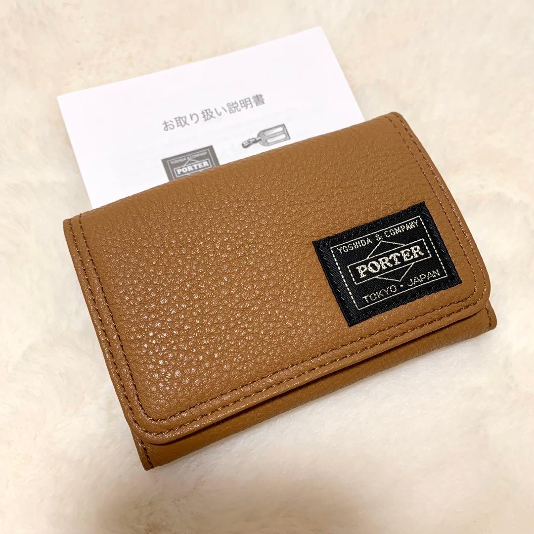 PORTER CALM CARD CASE レザー カードケース 本革 キャメル