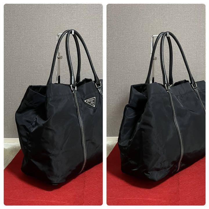 セール国産 美品 黒 三角プレート 白タグ A4可能 TRDf3-m91413139370 PRADA プラダ トートバッグ 人気SALE格安