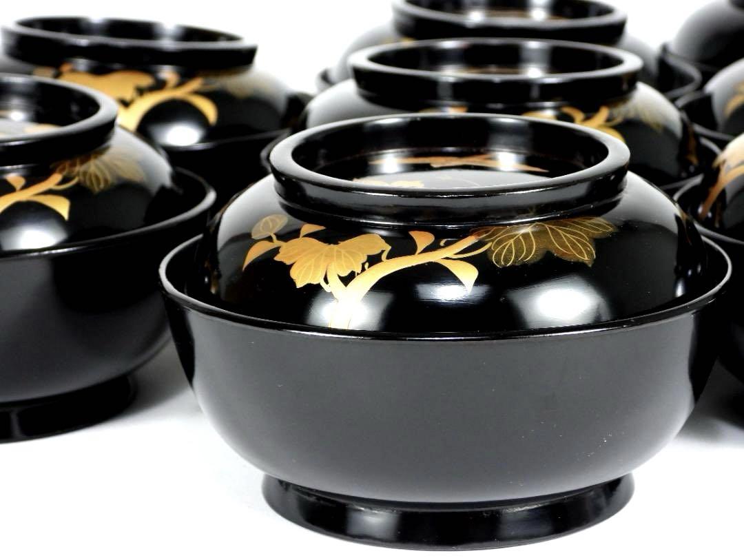 輪島塗 花鳥紋 金蒔絵 吸物椀 10客 蓋碗 漆芸 漆器 共箱 - メルカリ 輪島塗 花鳥紋 金蒔絵 吸物椀 10客 蓋碗 漆芸 漆器 共箱 - メルカリ