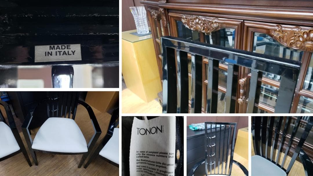 イタリア製 TONONアームチェア＆ストーントップテーブルセット