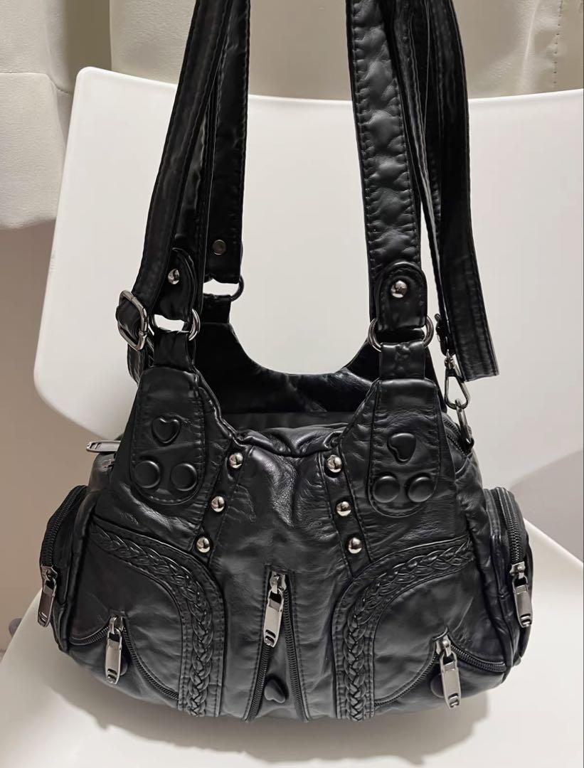 Archive 00s Shoulder Bag Y2K Grunge Black Flower Adjustable