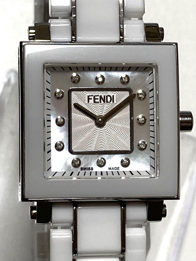 美品！　FENDI フェンディ　12pダイヤシェル　セラミック　レディース腕時計