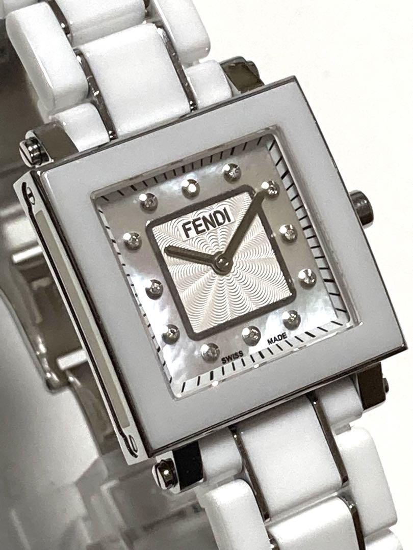 美品！　FENDI フェンディ　12pダイヤシェル　セラミック　レディース腕時計