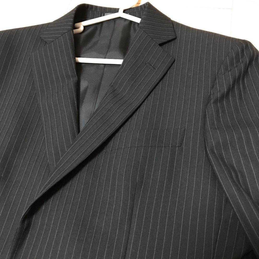 きでの↟ スーツ上下セット 黒 新品 ixAhD-m91451416559 ストライプ ⊥のブラック