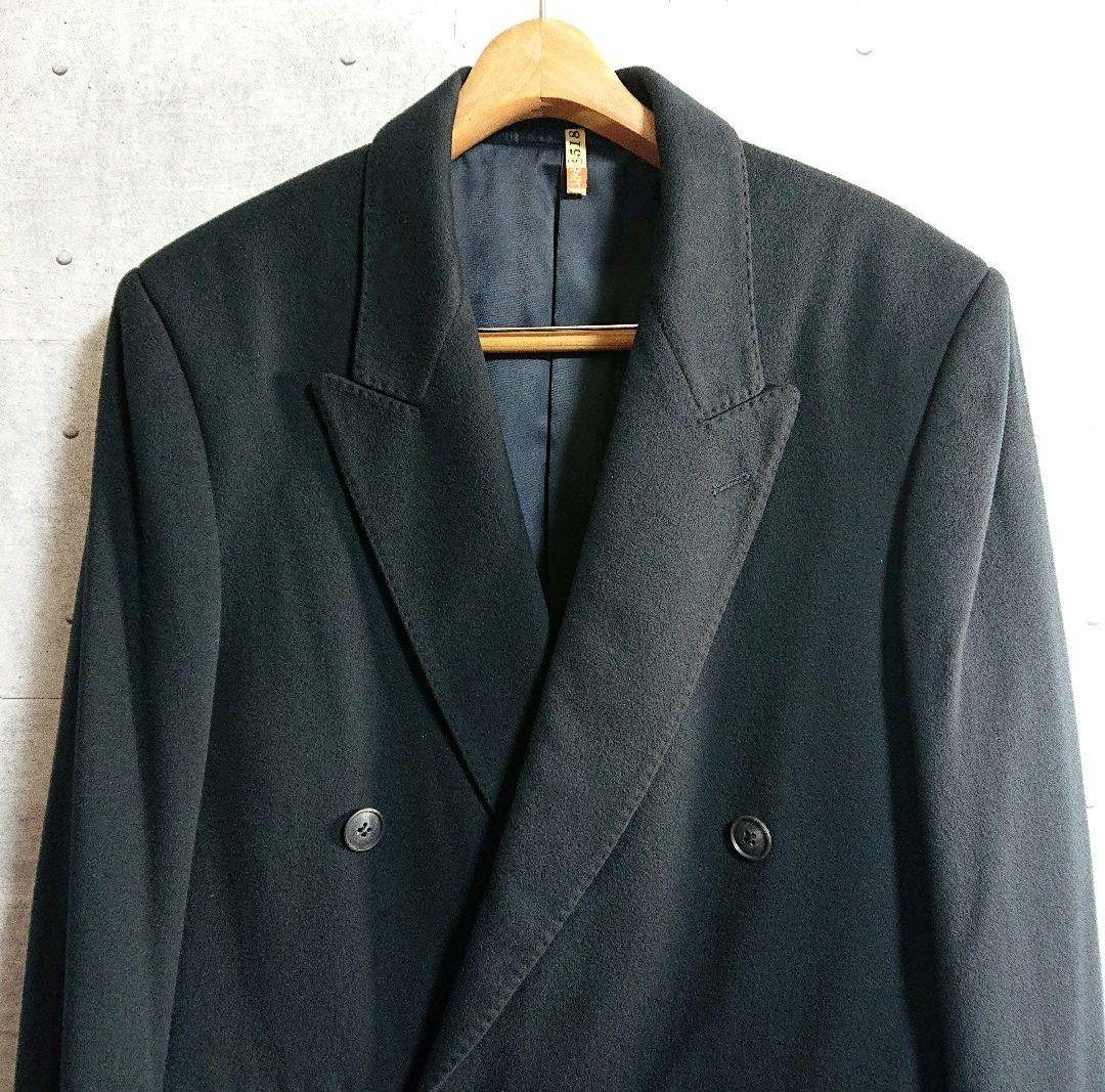 カシミヤ100%】6つ釦 ダブル チェスターコート ロングコート 黒 カシミヤ100%】6つ釦 ダブル チェスターコート ロングコート 黒