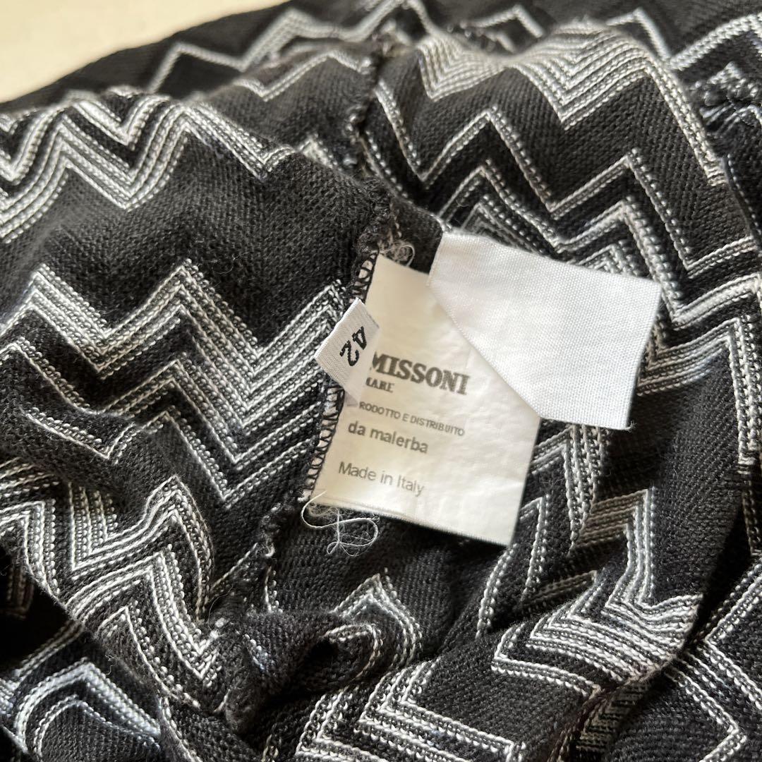 MISSONI MARE 半袖ニット トップス ブラック・ホワイト ジグザグ