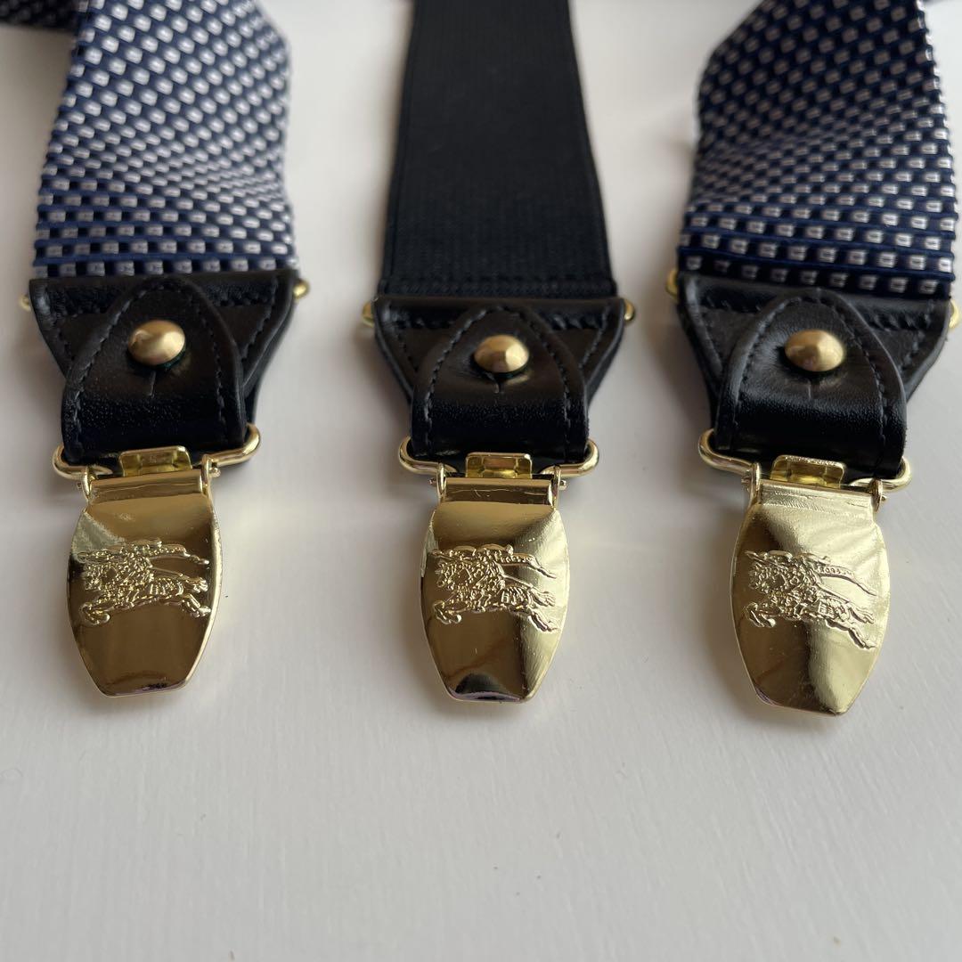 Burberry ネイビー ドット柄 サスペンダー ビンテージ バーバリー Burberry ネイビー ドット柄 サスペンダー ビンテージ