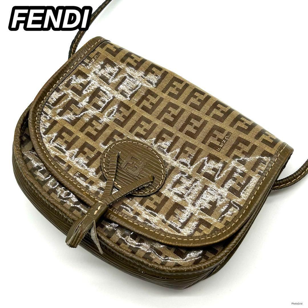 フェンディ　FENDI　ワンショルダーバッグ　ズッカ柄　エナメル　ヴィンテージ