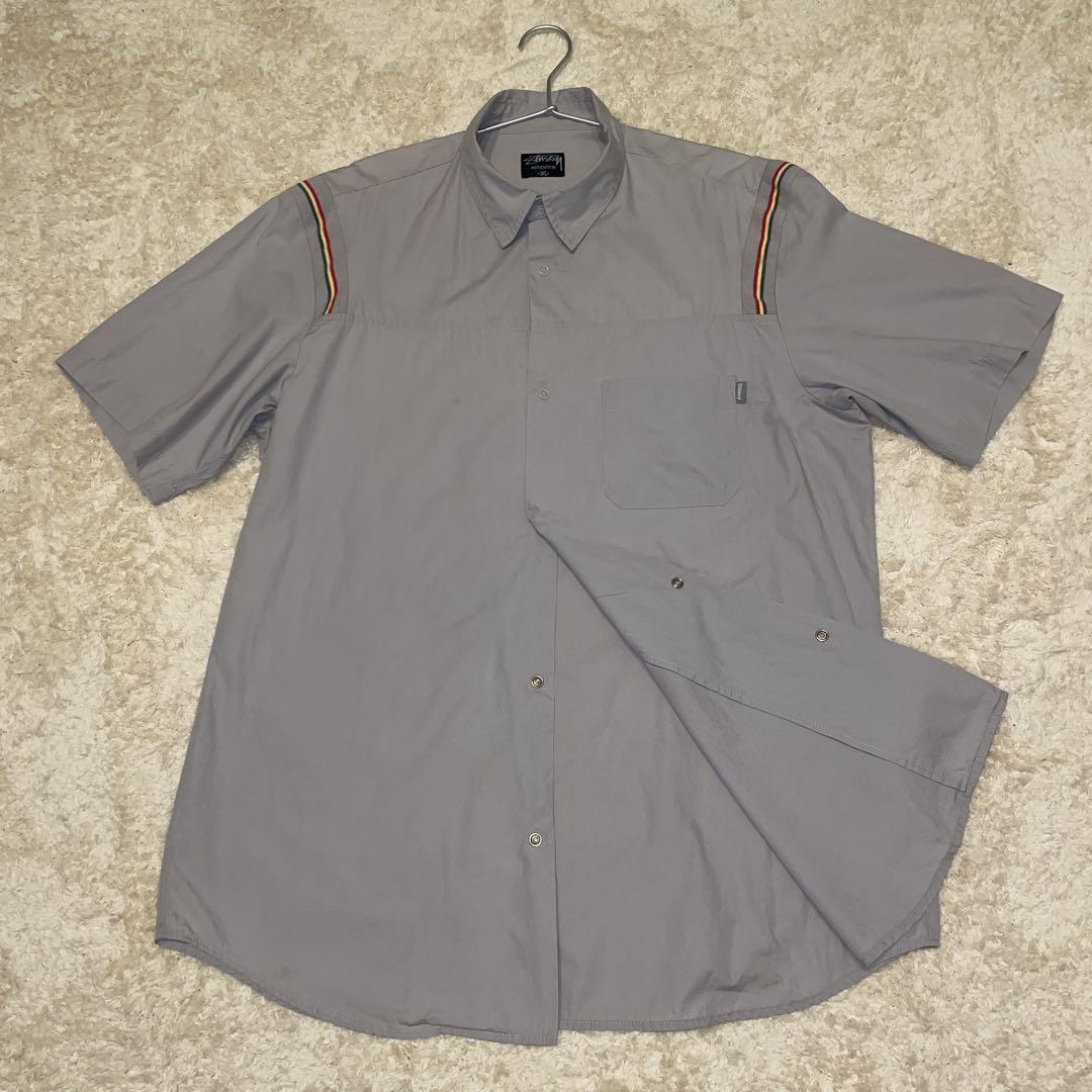 USA製　STUSSY XL グレー　半袖シャツ　ラスタ　OLD ステューシー