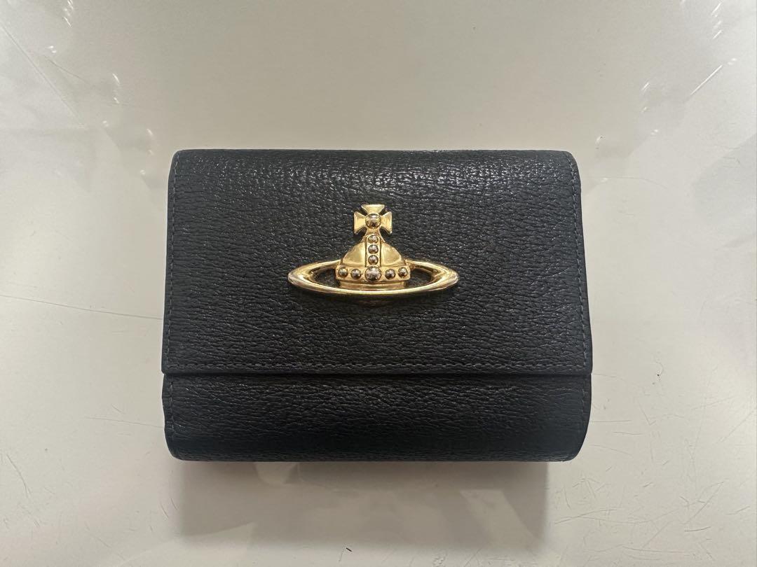 みか Vivienne Westwood 財布 レザー ブラック がま口 Vivienne Westwood☆レザーがま口折り財布☆BLACK☆【数量限定