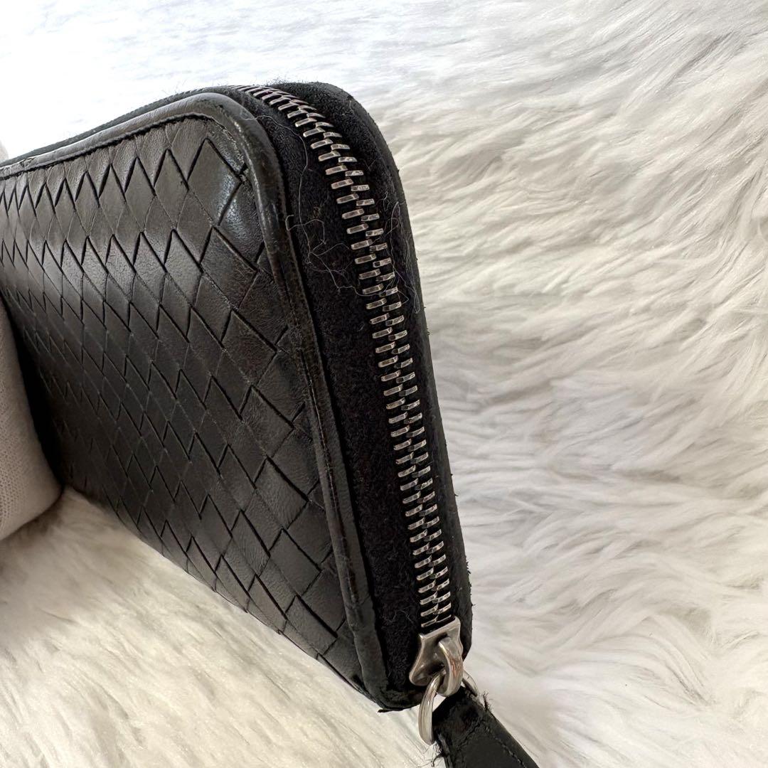 BOTTEGA VENETA イントレチアート ジップ 長財布 BOTTEGA VENETA ボッテガ イントレチャート ジップ 長財布 黒