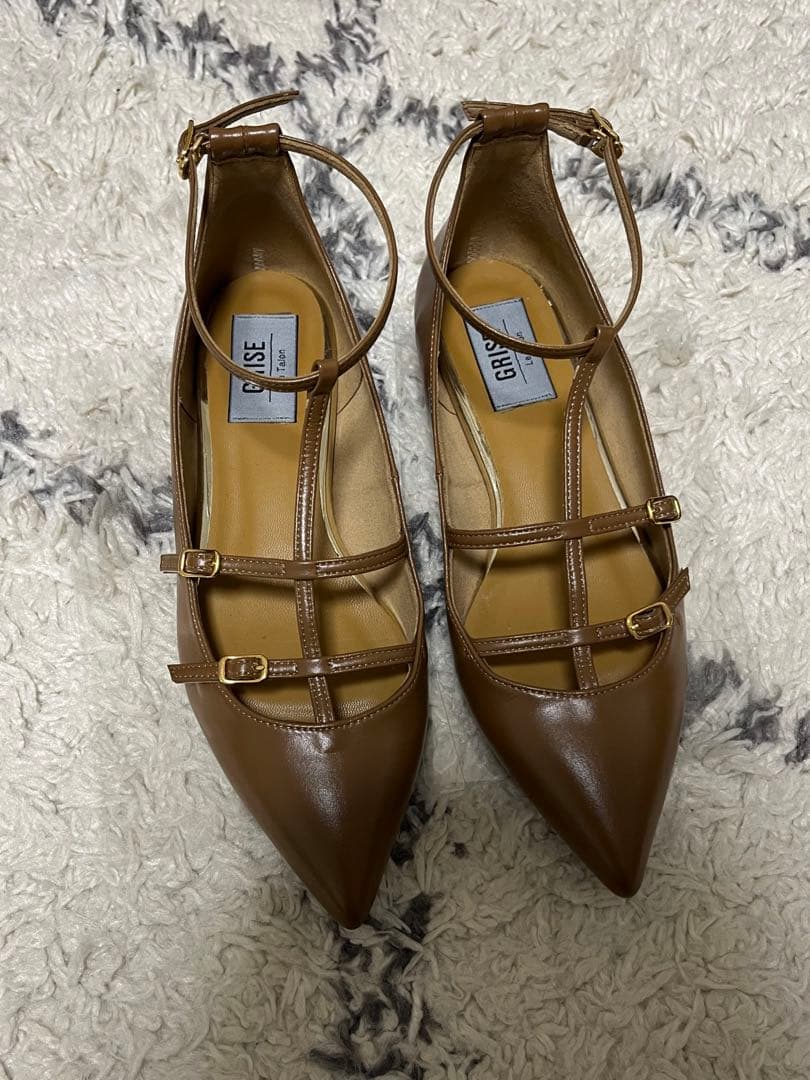 ルタロン ストラップフラットシューズ キャメル 特別価格 wulift.com