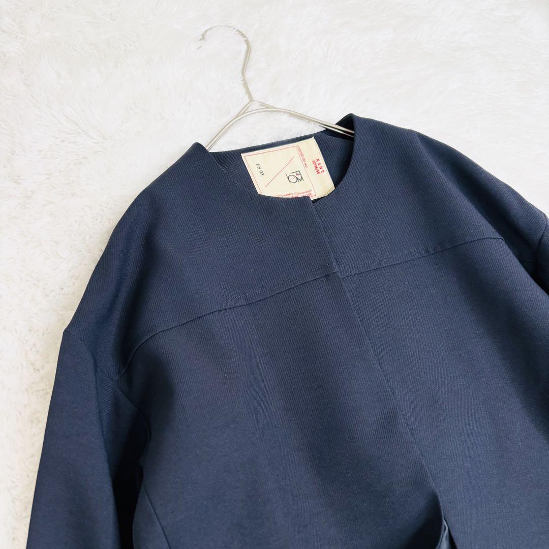 美品✨ナノユニバース マルチファンクションノーカラージャケット ネイビー