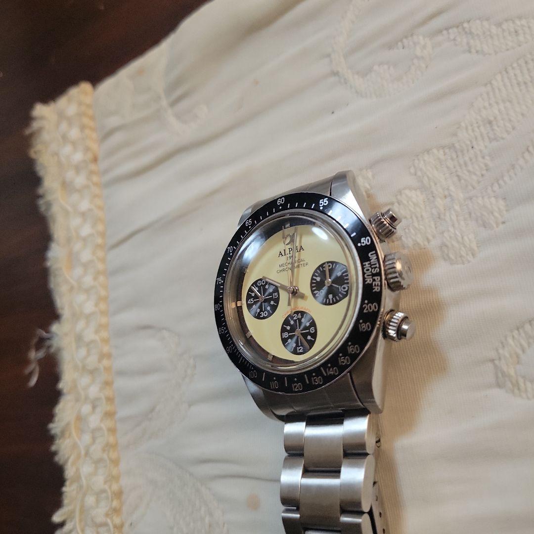 アルファクロノグラフ手巻き時計時計は正確に稼働してますがクロノグラフは不動