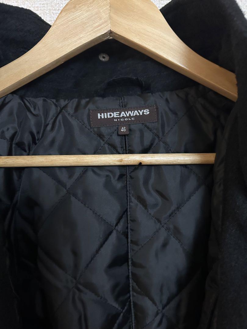 HIDEAWAYS NICOLE ジップアップ Pコート　ブルゾン ブラック 冬