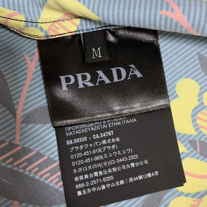 数量限定SALE 美品 ボーダー レーヨン 開襟 半袖シャツ uvCTf-m91488233041 プラダ 18SS フラワープリント 正規店お得