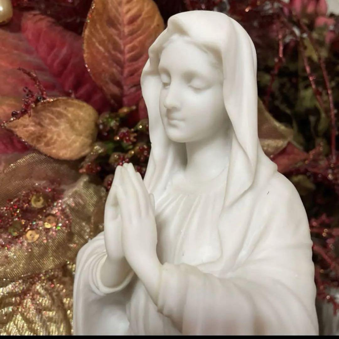 聖母 マリア像 キリスト教美術彫刻像 高さ約29cm