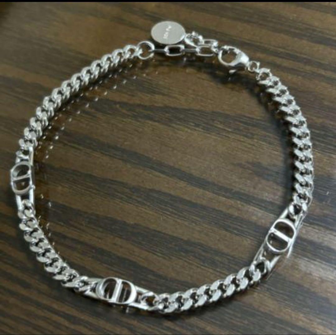 【大人気】DIOR CDダイヤモンド バングル Ag925 アイコン ディオール CD Icon チェーンリンクブレスレット シルバー