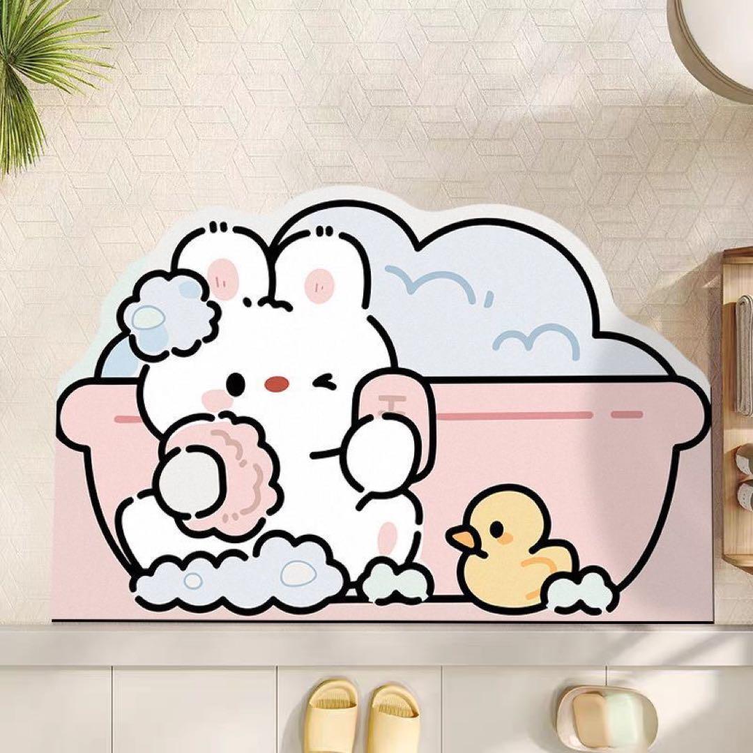 うさぎとアヒルのバスマット