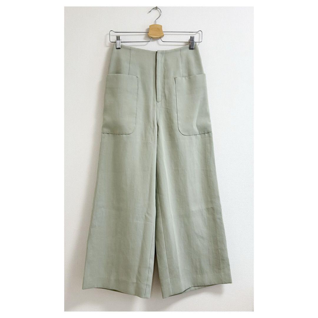 m378_IENA 美品✨20SS☘️パッチポケットワイドパンツ 36 グリーン