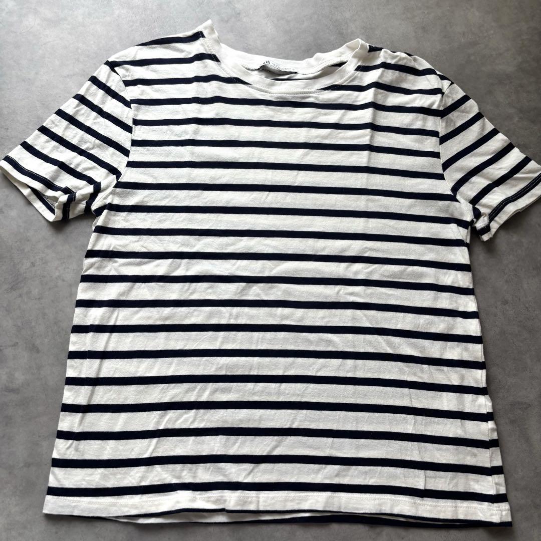 [ JEANS] ベーシックストライプコットンTシャツ オーガニックコットンベーシックTシャツ