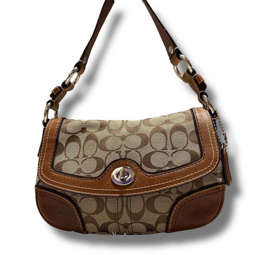 COACH 】 コーチ シグネチャー 総柄 ターンロック キャンバス 一