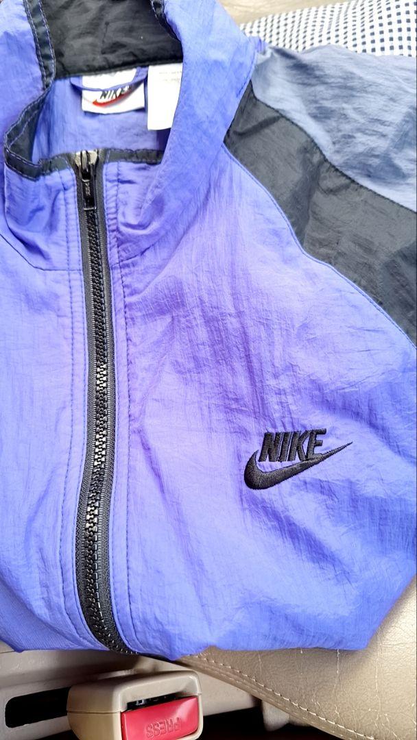 NIKE 紫・黒 ジップアップナイロンジャケット90s
