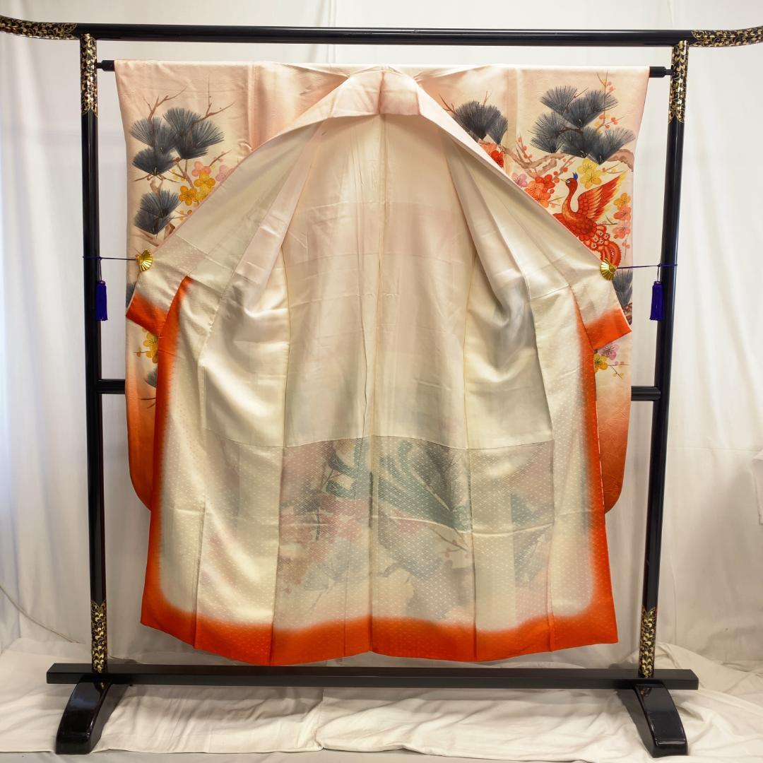 【S1332】着物 振袖 正絹 袷 尾長鳥 梅 松 単品販売 画像3