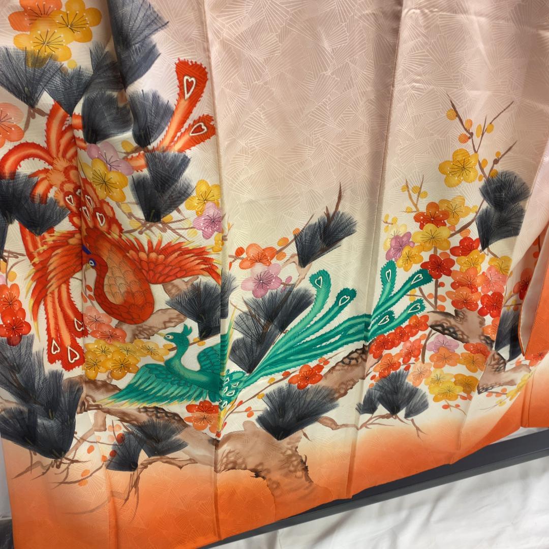 【S1332】着物 振袖 正絹 袷 尾長鳥 梅 松 単品販売 画像6