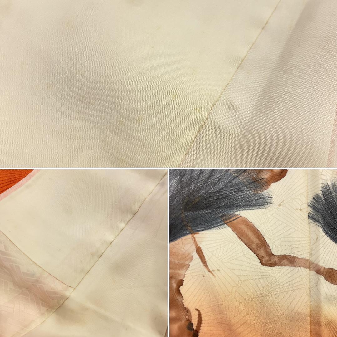 【S1332】着物 振袖 正絹 袷 尾長鳥 梅 松 単品販売 画像8