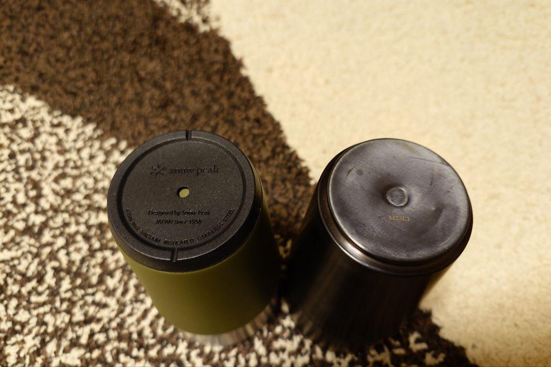 snow peak サーモタンブラー470 オリーブグリーン・ブラック 2本