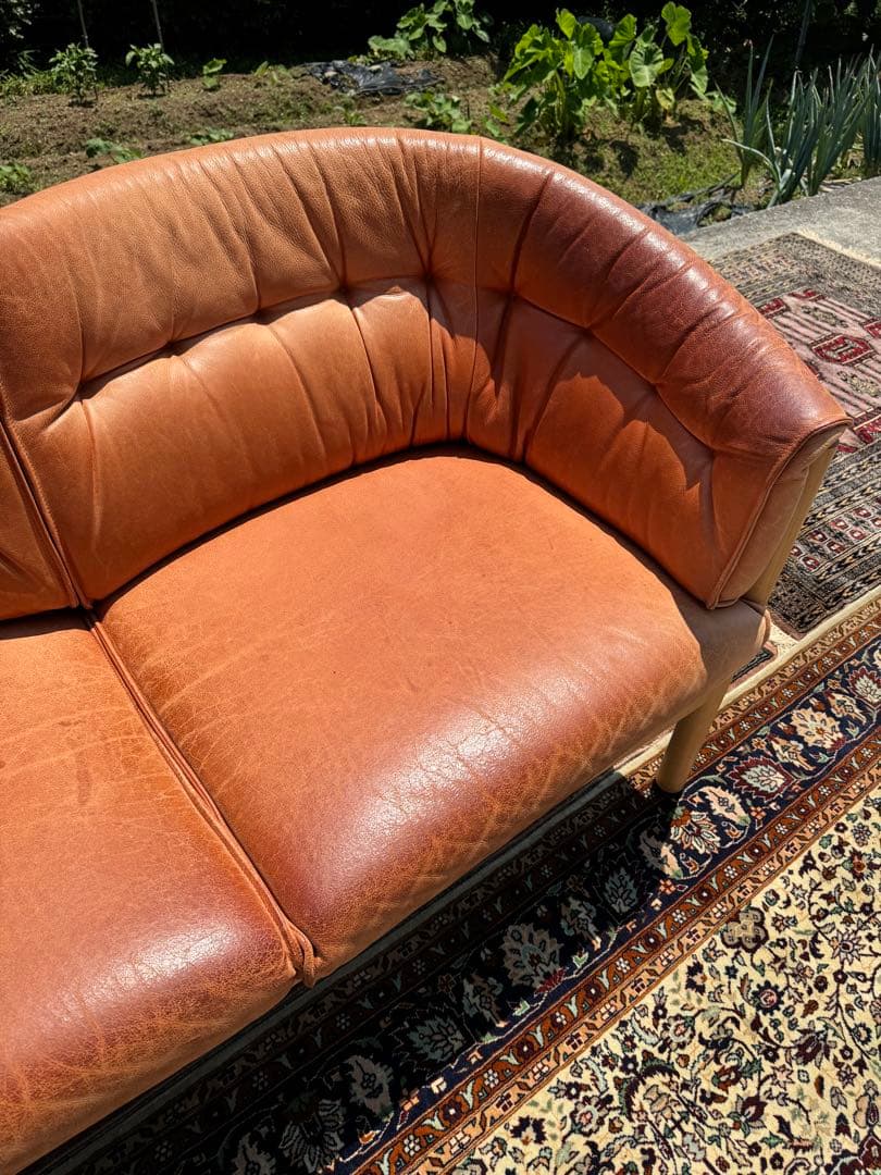 希少 北欧ヴィンテージ 本革2人掛ソファ