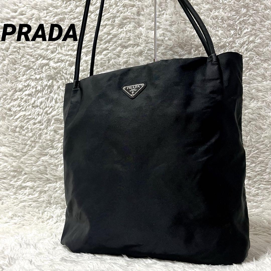 ✨極上✨PRADA トートバッグ ハンドバッグ 肩掛け可 三角ロゴプレート