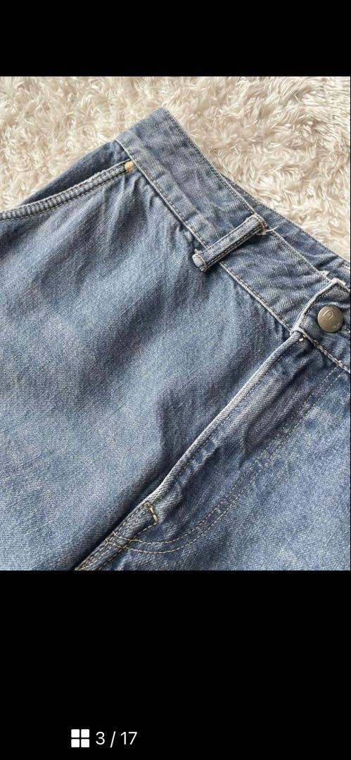 美品 45R おこめデニムのシャルロットパンツ（加工）2 ブルー