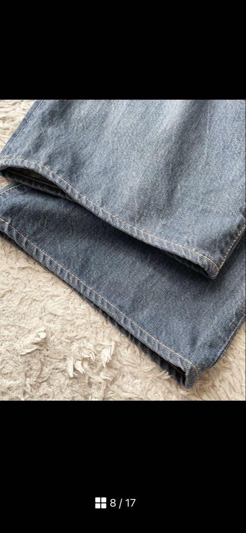 美品 45R おこめデニムのシャルロットパンツ（加工）2 ブルー