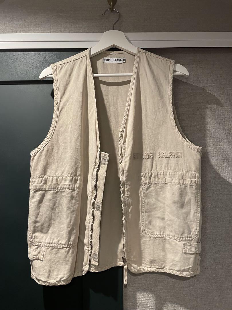 極美品 M 91SS STONE ISLAND Cotton Flax Vest