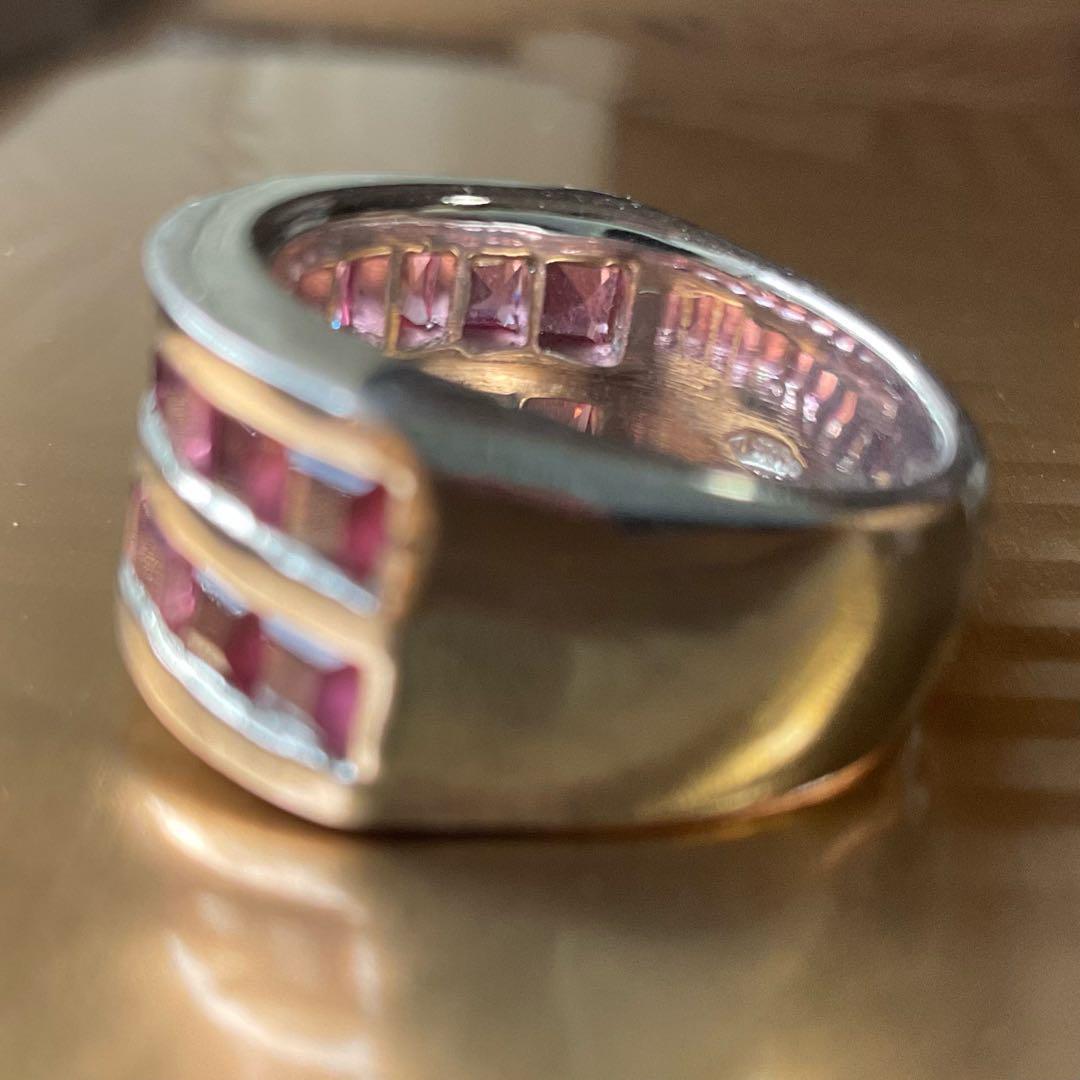 【13号】ピンクトルマリン　シルバー925リング　ロジウム加工　天然石　大ぶり