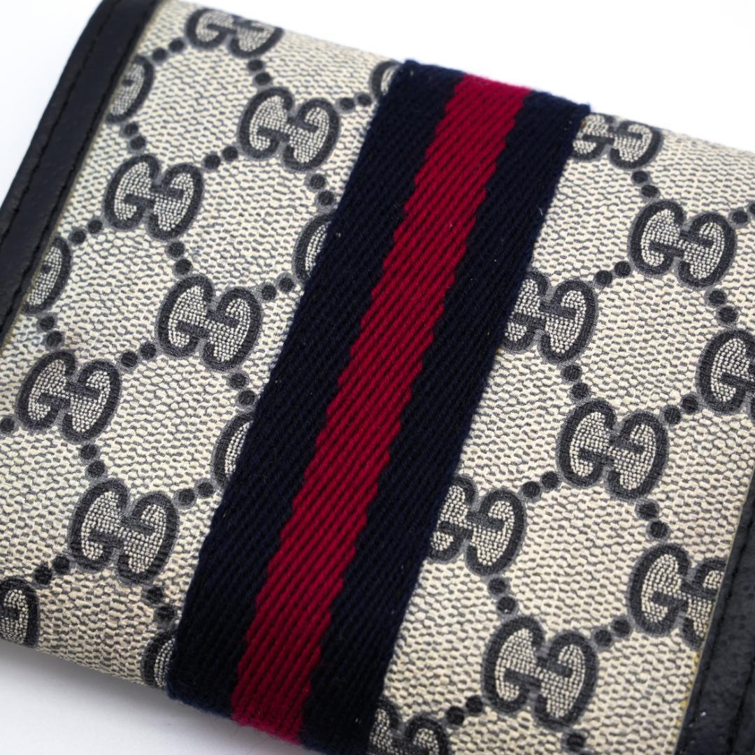 GUCCI オールドグッチ シェリーライン 折り財布 ブラック系 PVC レザー GUCCI オールドグッチ シェリーライン 折り財布 ブラック系 PVC レザー