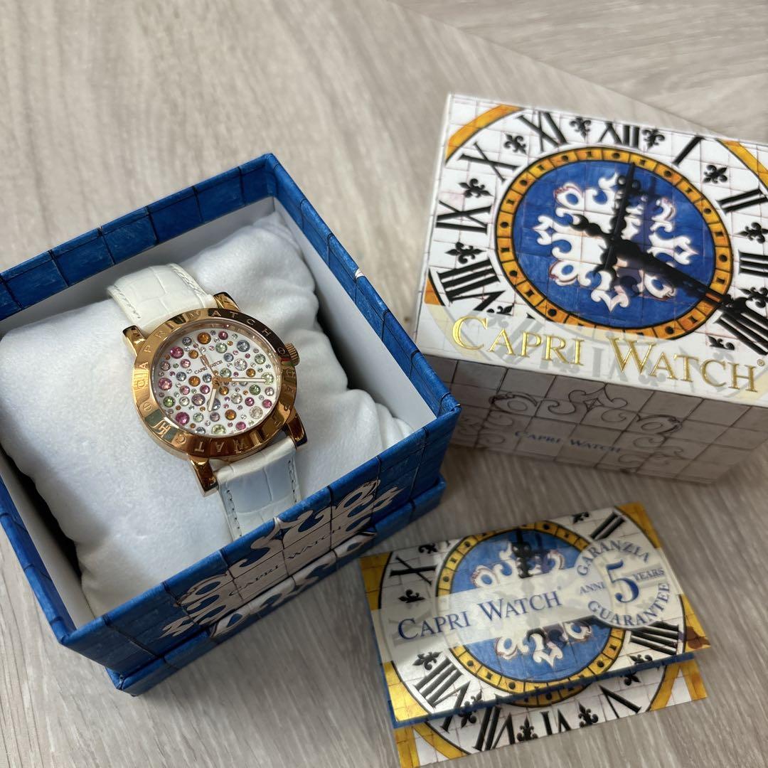 1点限り 早い者勝ち☆CAPRI WATCH カラフルストーン ホワイト