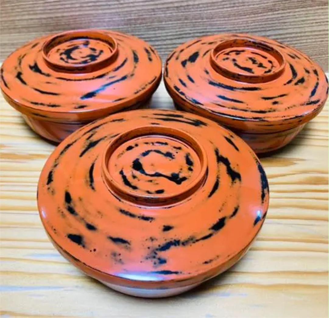 木製本漆塗 御汁椀 3個 根来塗椀 漆器 時代物 骨董 古美術