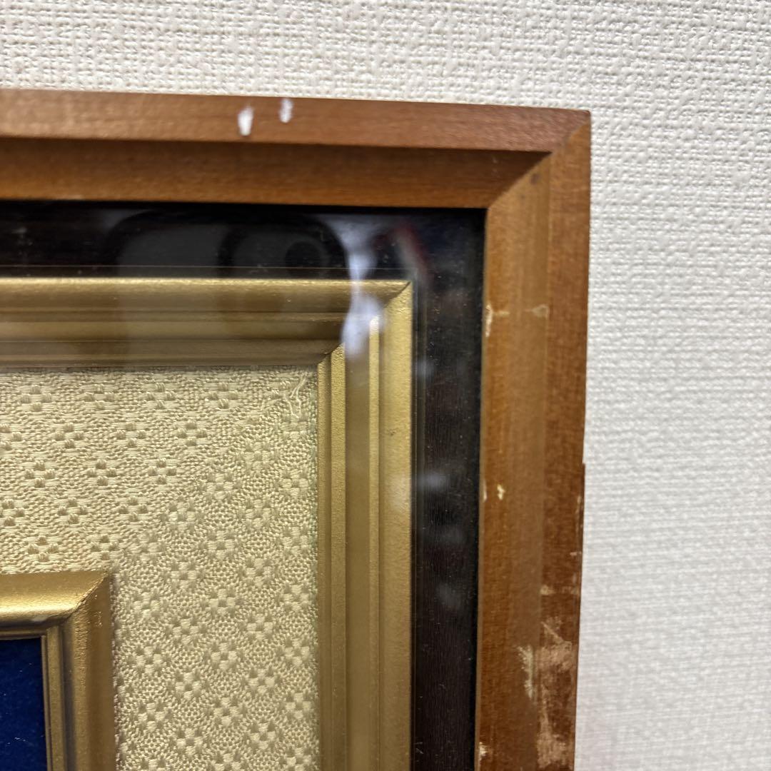 【アンティーク】額装 額縁 宝石画 原石 鑑賞石 花瓶 花 絵画 ストーンアート