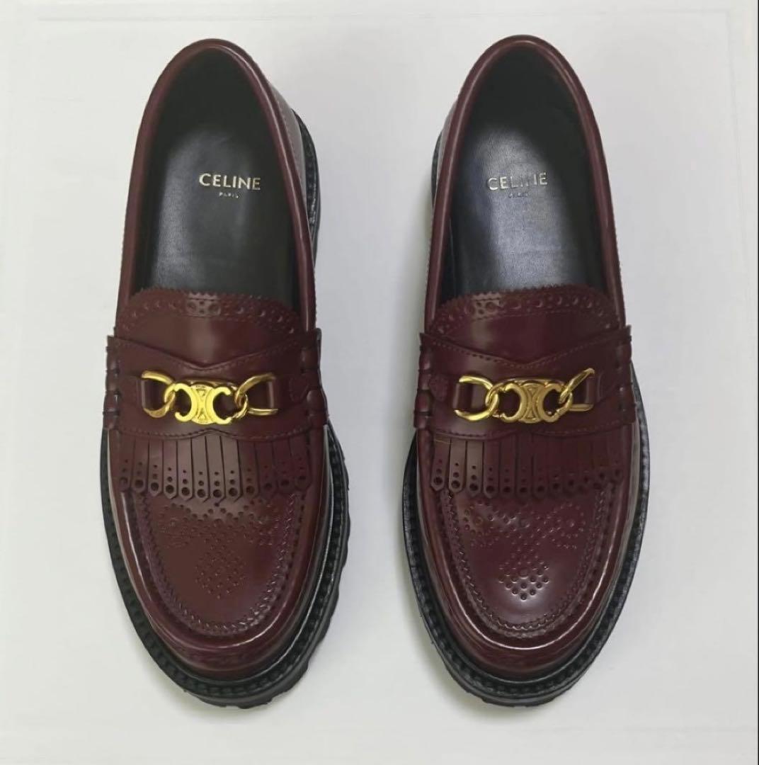 CELINE セリーヌトリオンフ ウィズチェーン マーガレットローファー