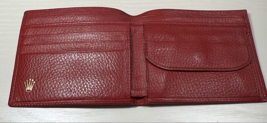 非売品】ロレックス 赤 レザー 二つ折り財布 - メルカリ